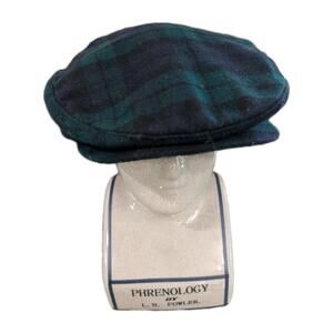 Vintage Pendleton, XL 100% Virgin Wool, Green Plaid Newsboy Cap /Hat, Men's